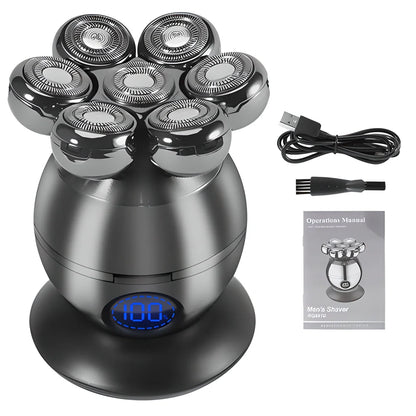 Premium 7D Floating Cutter Waterproof Electric Shaver with intelligent power display and versatile 5-in-1 design