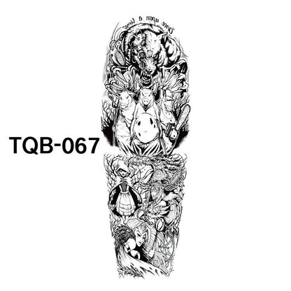 Waterproof Full Arm Tattoo Sticker in various colours for temporary body art