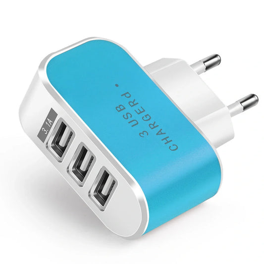 3USB Candy Charger with luminous indicator for European sockets