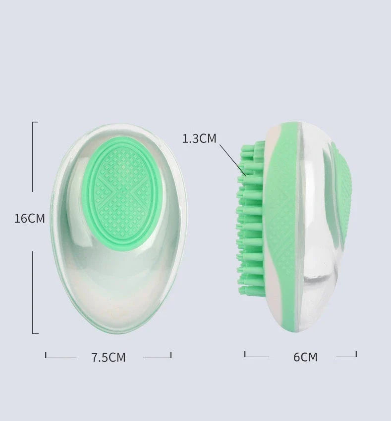 Premium pet grooming brush with soft silicone bristles for bathing and massaging dogs and cats