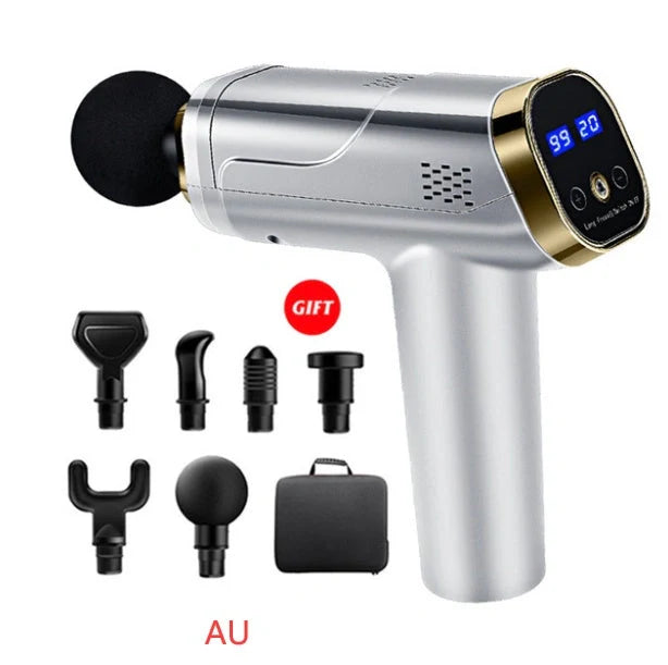 Touch Screen Fascia Gun Muscle Massager with six interchangeable heads