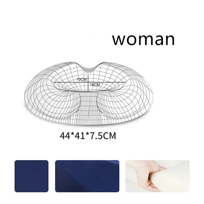 Premium memory foam seat cushion with tailored design for men and women, featuring breathable materials and a removable cover for easy cleaning.