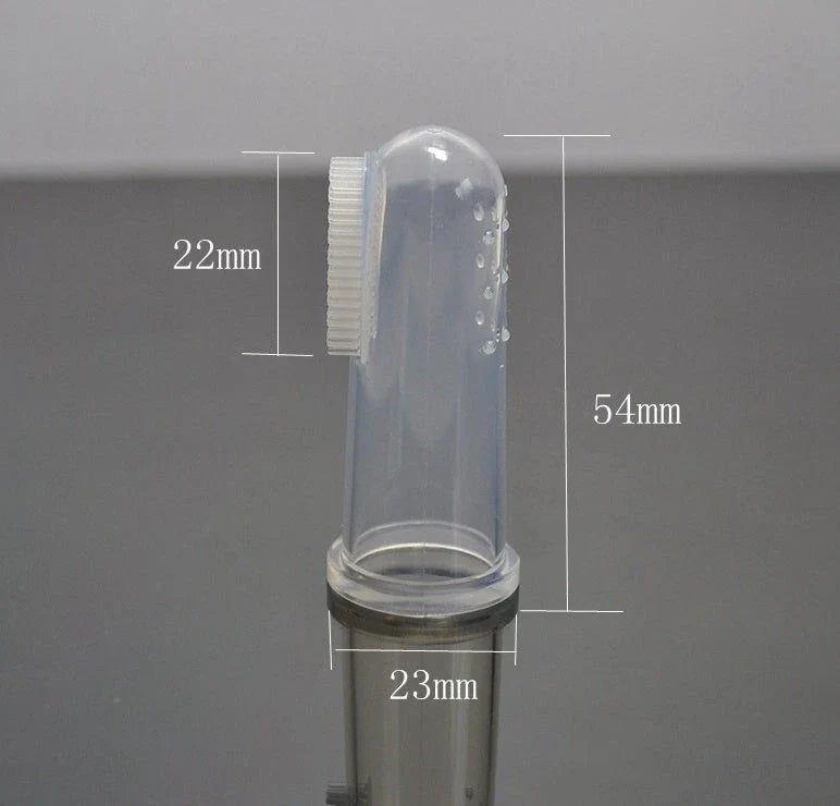 Silicone finger-mounted pet toothbrush for cleaning, freshening and strengthening cats' and dogs' teeth