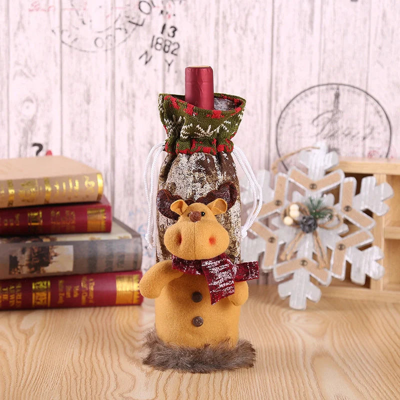 Festive Christmas wine bottle socks in vibrant colours, 14cm x 31cm