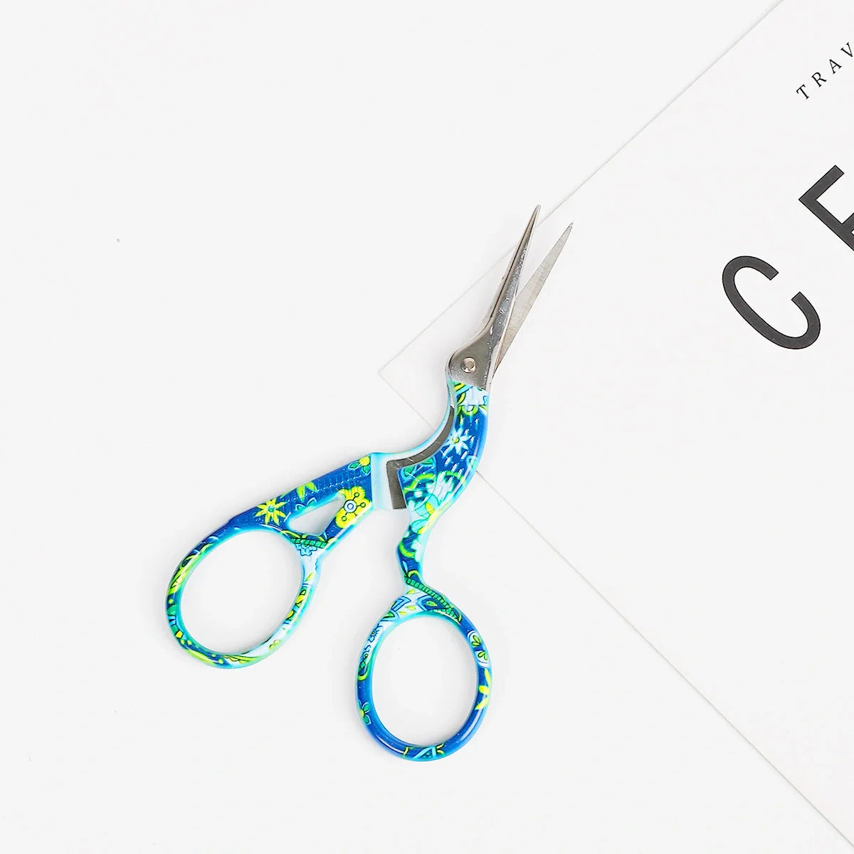 Elegant stainless steel crane embroidery scissors in various colors