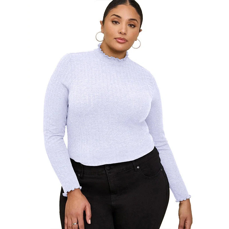 Women's slim fit half-high collar long sleeve t-shirt in various colours