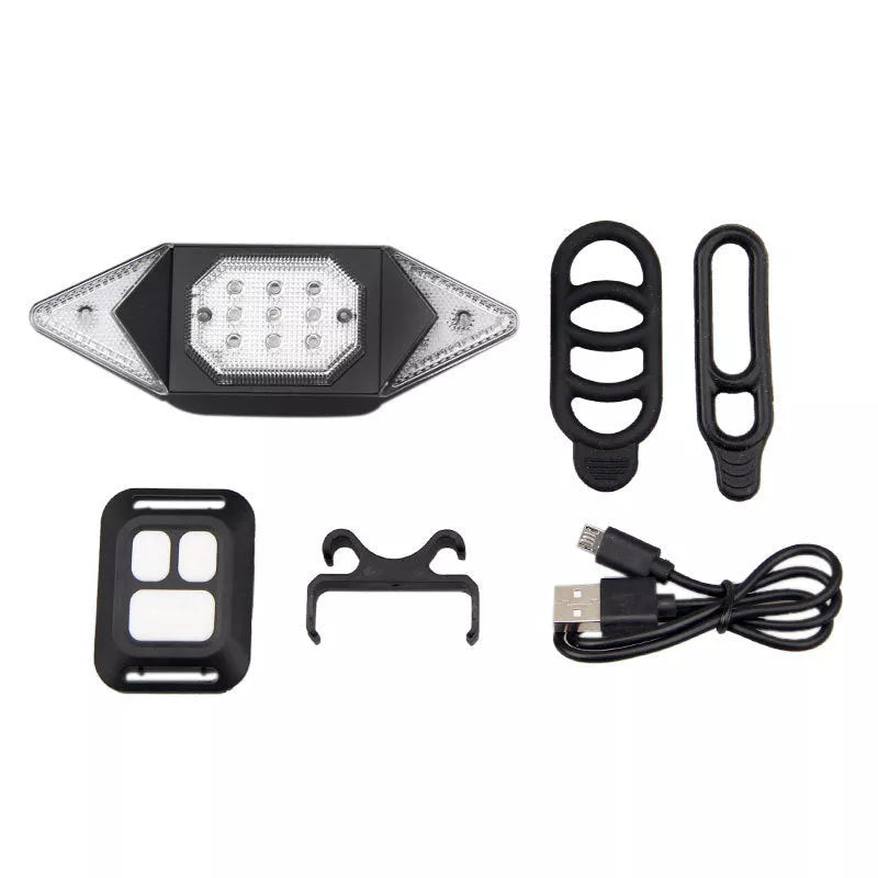 USB rechargeable bicycle turn signal with remote control LED lights for night-time safety