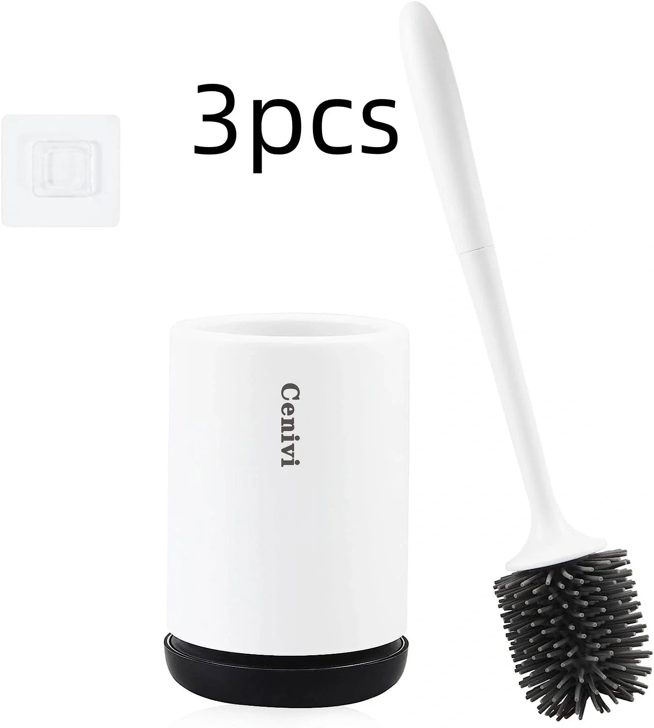 High-quality toilet brush with soft, decontaminated TPR bristles, ergonomic handle, and versatile floor-standing or wall-mounted design.