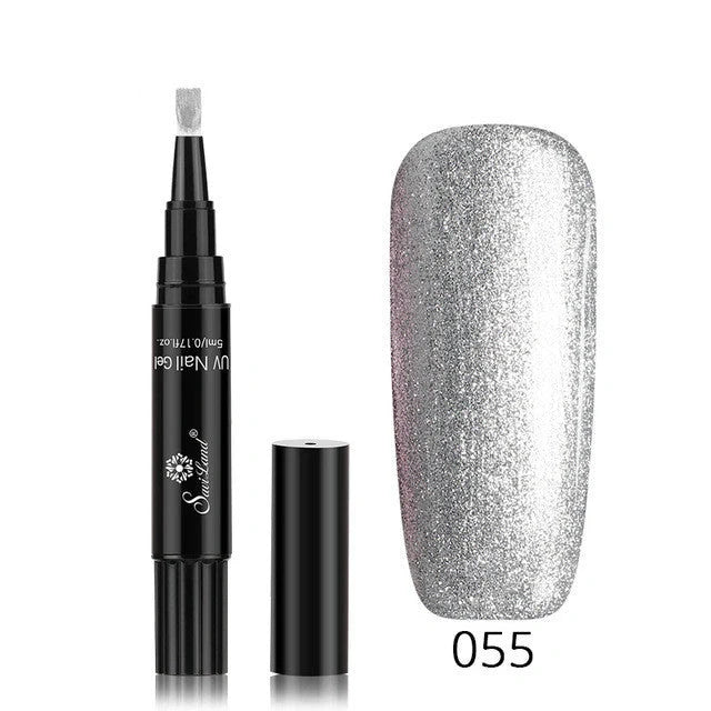 3-in-1 Gel Nail Varnish Pen with Glitter for easy one-step nail art