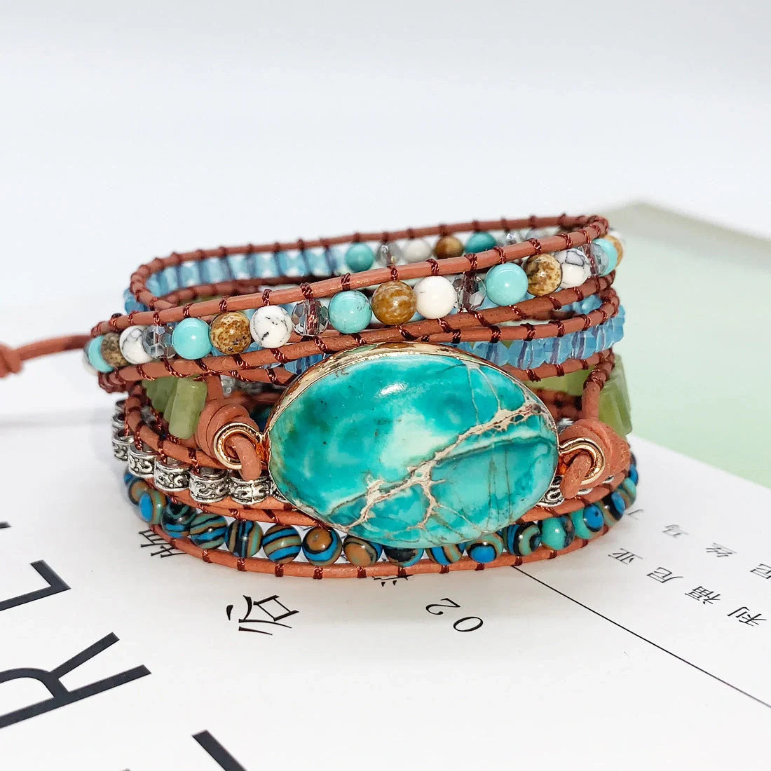 Elegant multi-strand beaded bracelet set in vibrant colours, featuring a multi-layered design with high-quality materials