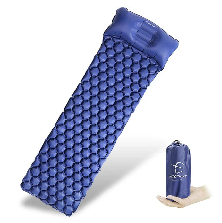 Outdoor Camping Inflatable Honeycomb Mattress in various colors with carrying bag