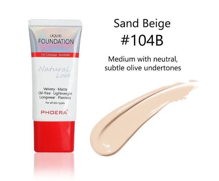 Matte Silky Tube Liquid Foundation in various shades for a flawless finish