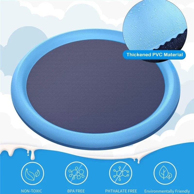 Refreshing splash pad for kids and pets, backyard water play mat with sprinklers