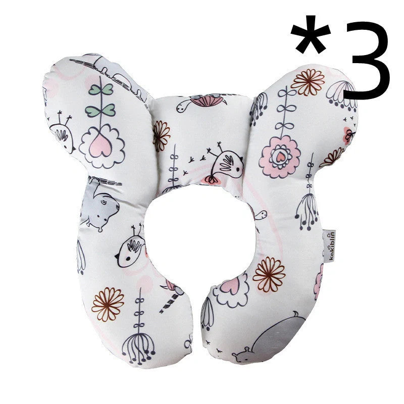 U-shaped baby head support pillow in pure cotton for car safety seats
