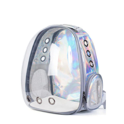 Premium transparent pet carrier backpack with side-entry door and breathable design for cats up to 12 kg