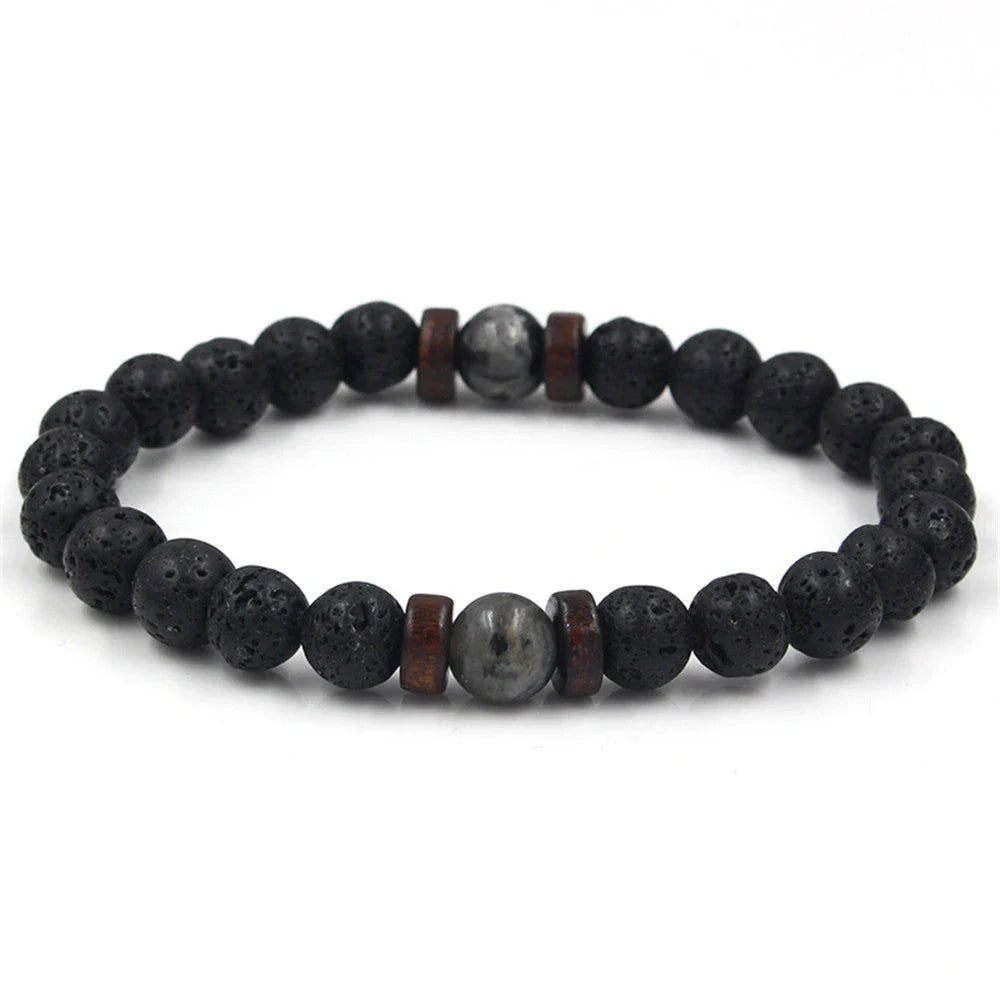 Stylish volcanic stone bracelet in various colors and designs for men