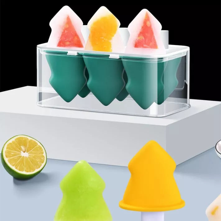 Summer Homemade Ice Cream Popsicle Box Silicone Cube Mold in green or yellow