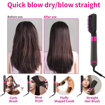 Professional 5-in-1 Hair Dryer Brush in Dyson Grey with multiple attachments for versatile styling