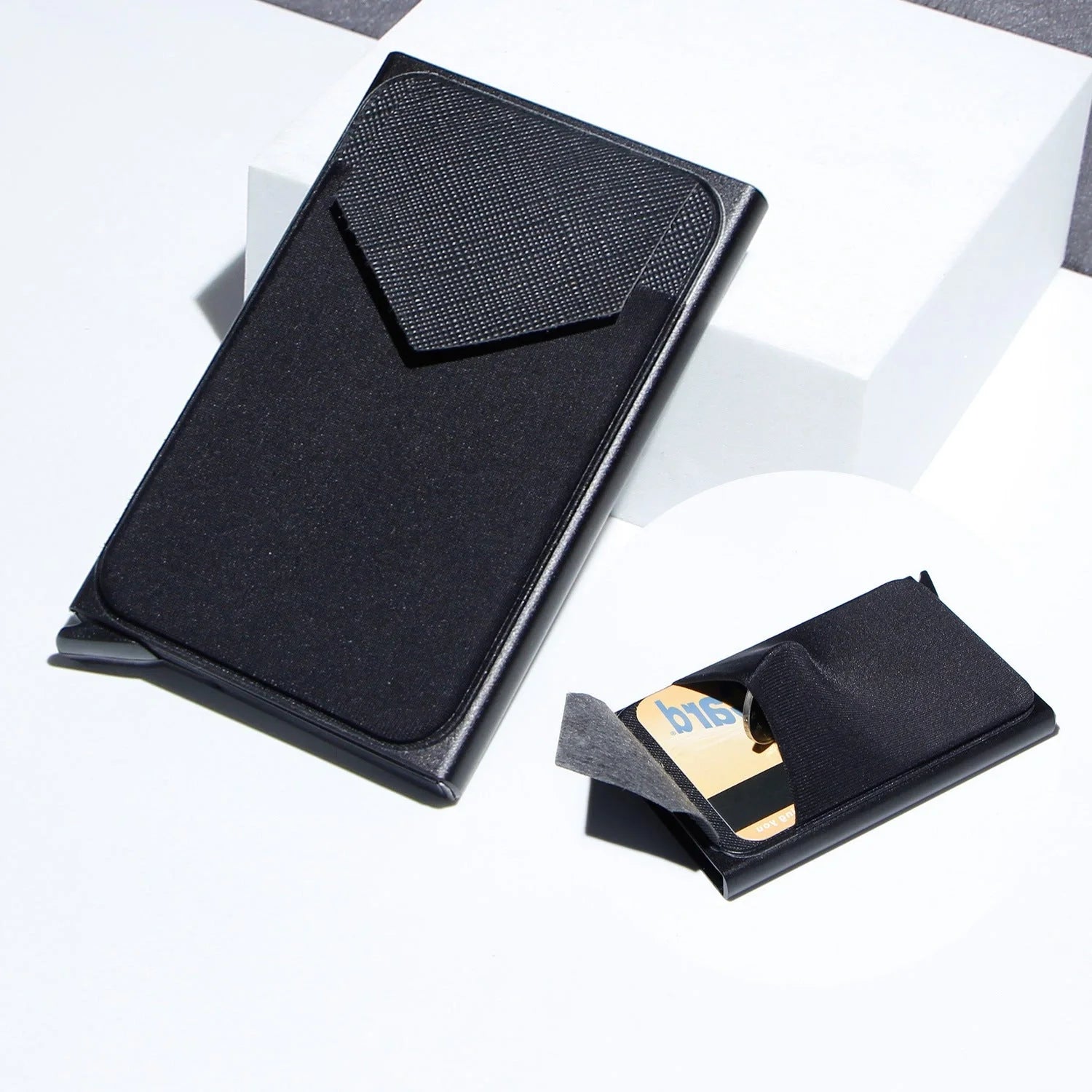 Aluminium alloy anti-theft multi card holder with lycra cloth strap in various colours