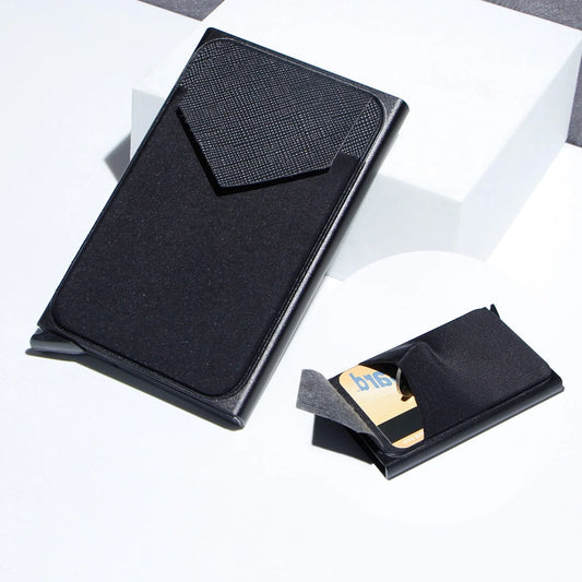Aluminium alloy anti-theft multi card holder with lycra cloth strap in various colours
