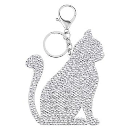 A collection of animal-themed diamond art keychains, including designs such as ladybirds, unicorns, cats, and Santa Claus figures.
