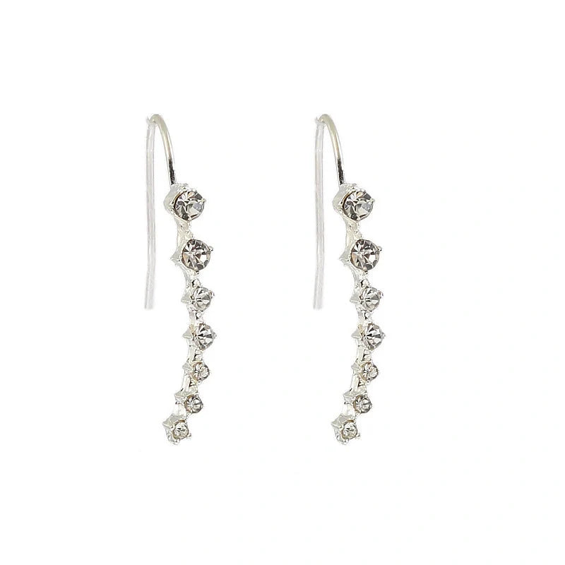 Elegant 7cm rhinestone bridal earrings in gold and silver options