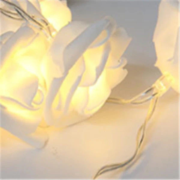 Charming battery-powered rose flower string lights with various colour and length options for elegant celebrations in the UK