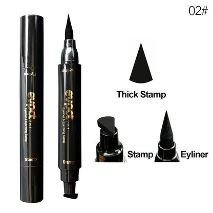 Double-headed wing seal eyeliner with carbon black formula for smudge-proof application