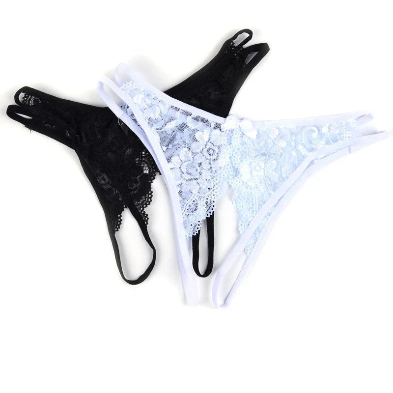 Elegant women's lace thong panties in various colours, offering comfort and style.