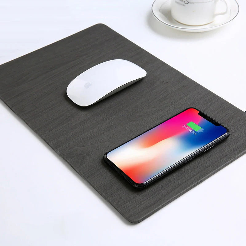 Qi Wireless Charging Mouse Pad with PU Leather Surface for comfortable and efficient charging