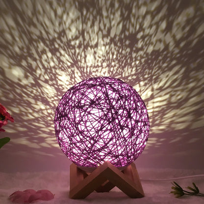 Creative Linen Table Lamp with LED Intelligent USB7 Colour RGB16 Remote Control