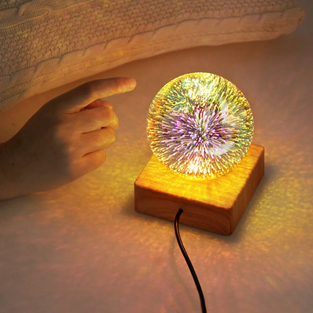 USB 3D Firework Crystals Ball Night Light with starry sky effect