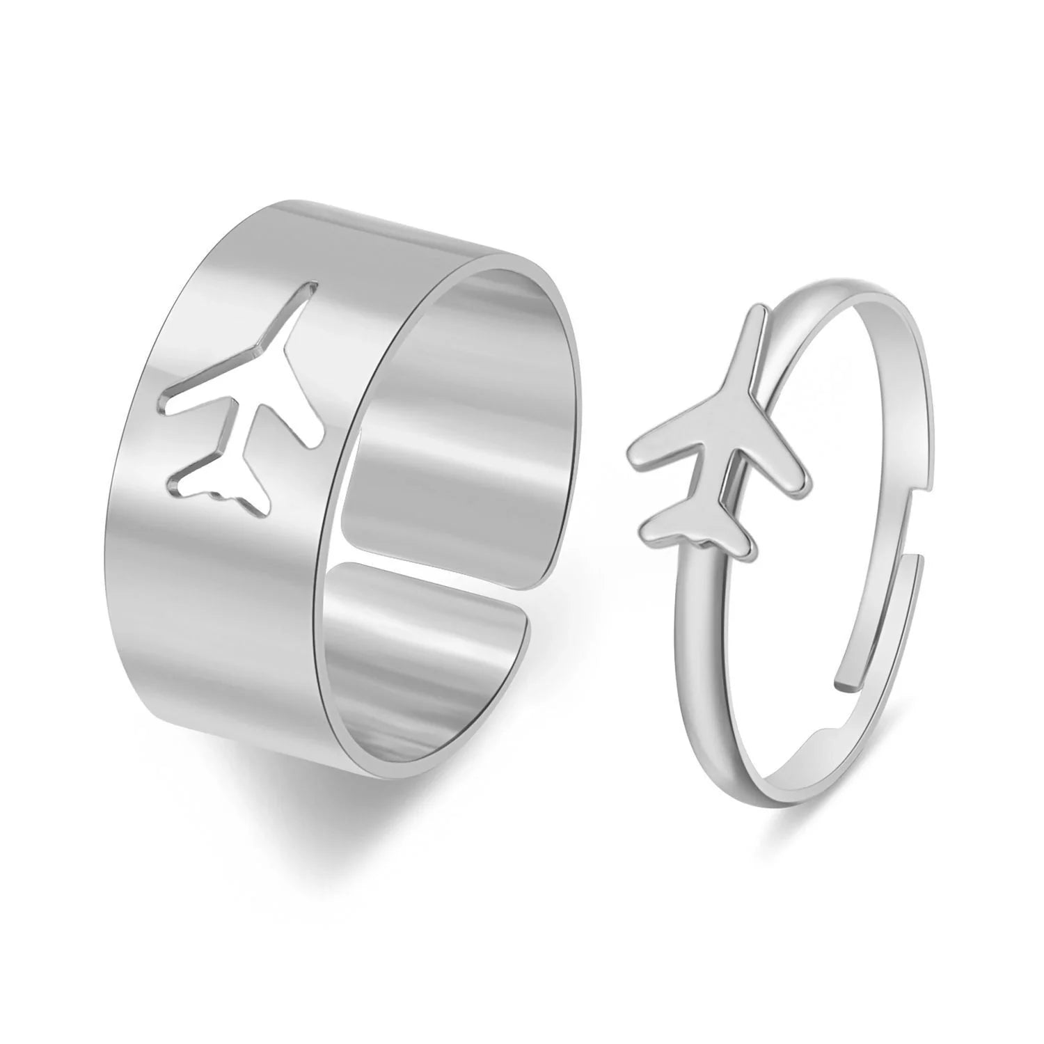 Punk style adjustable butterfly couple rings in gold and silver
