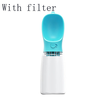 Durable and portable pet water bottle with one-touch button, suitable for outdoor activities with your furry friend