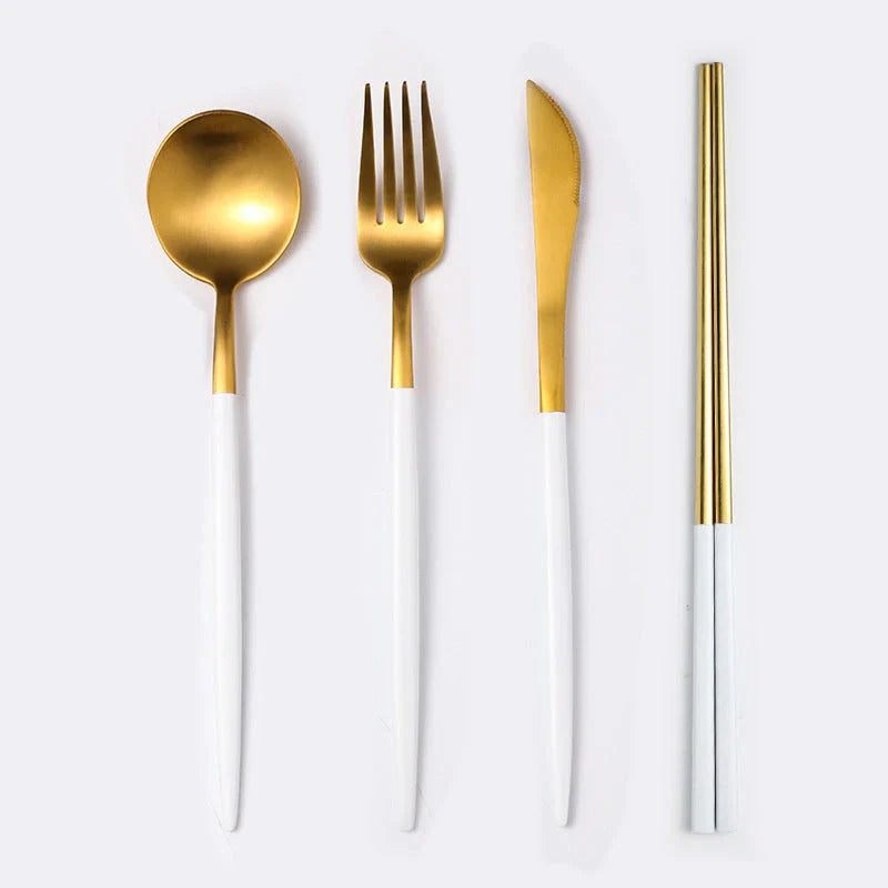 Premium 20-piece stainless steel cutlery set with mirror-polished finish, ergonomic design, and elegant gift box