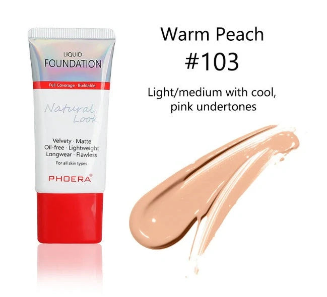 Matte Silky Tube Liquid Foundation in various shades for a flawless finish