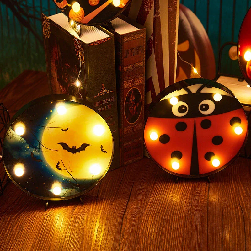 Halloween LED Light Pumpkin Ladybug Bat Head Outdoor Decorative Modeling Lights