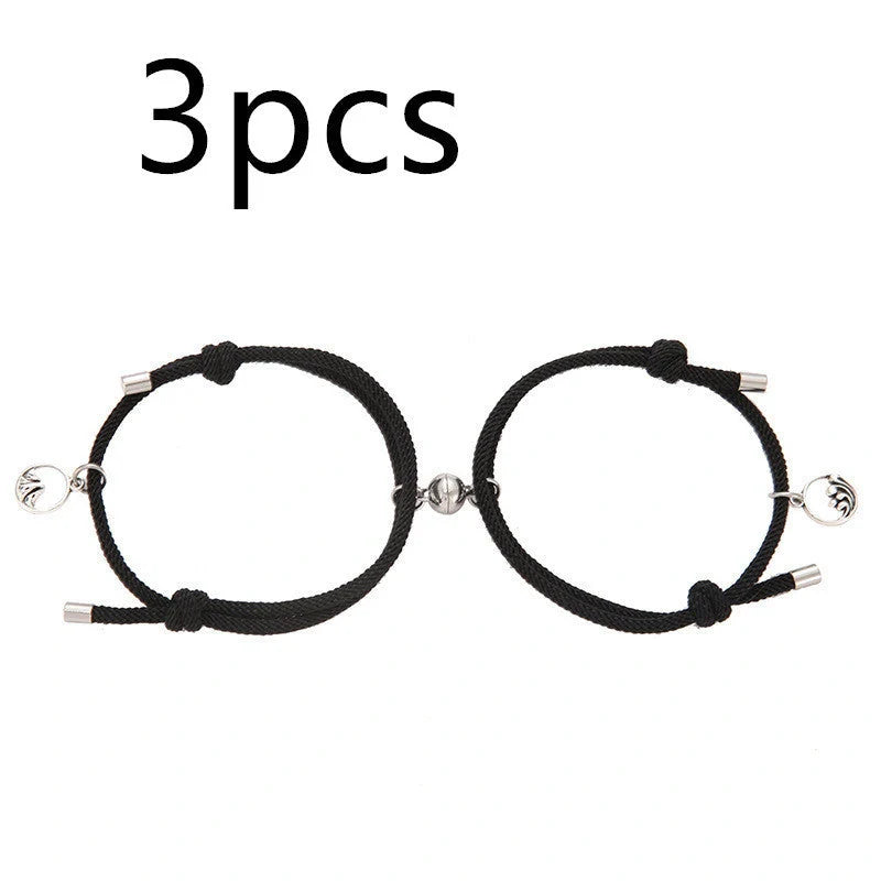 Magnetic Couple's Bracelet Set with adjustable alloy design, symbolising eternal love and connection.