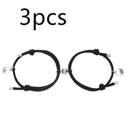 Magnetic Couple's Bracelet Set with adjustable alloy design, symbolising eternal love and connection.