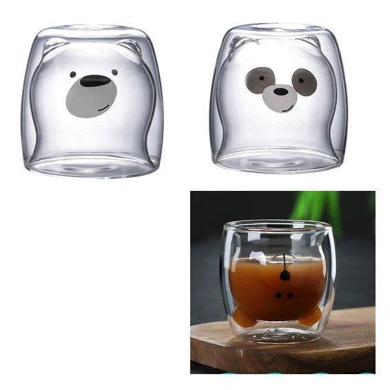 3D double-layer panda cup with skull design and festive inner Christmas tree