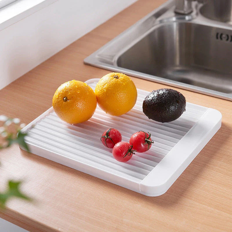 Sleek and modern dish draining tray with two-part design for efficient kitchen organisation