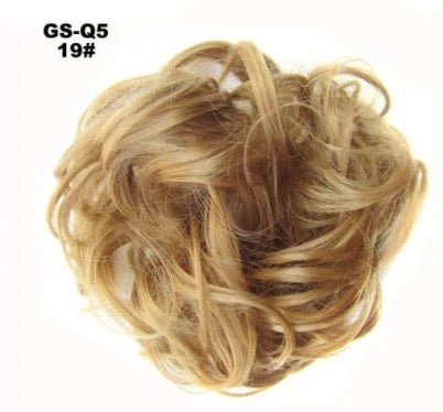 Synthetic wavy curly messy hair bun for women, 12cm diameter, high temperature wire