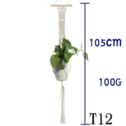 Stylish hanging cotton rope plant holder for indoor and outdoor decoration