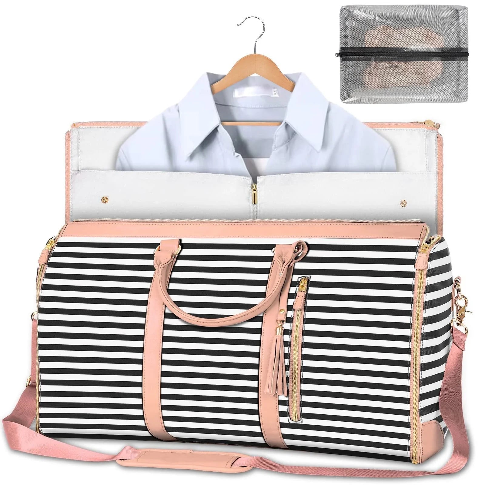 Versatile travel duffel bag for women with waterproof and foldable design, available in various color options