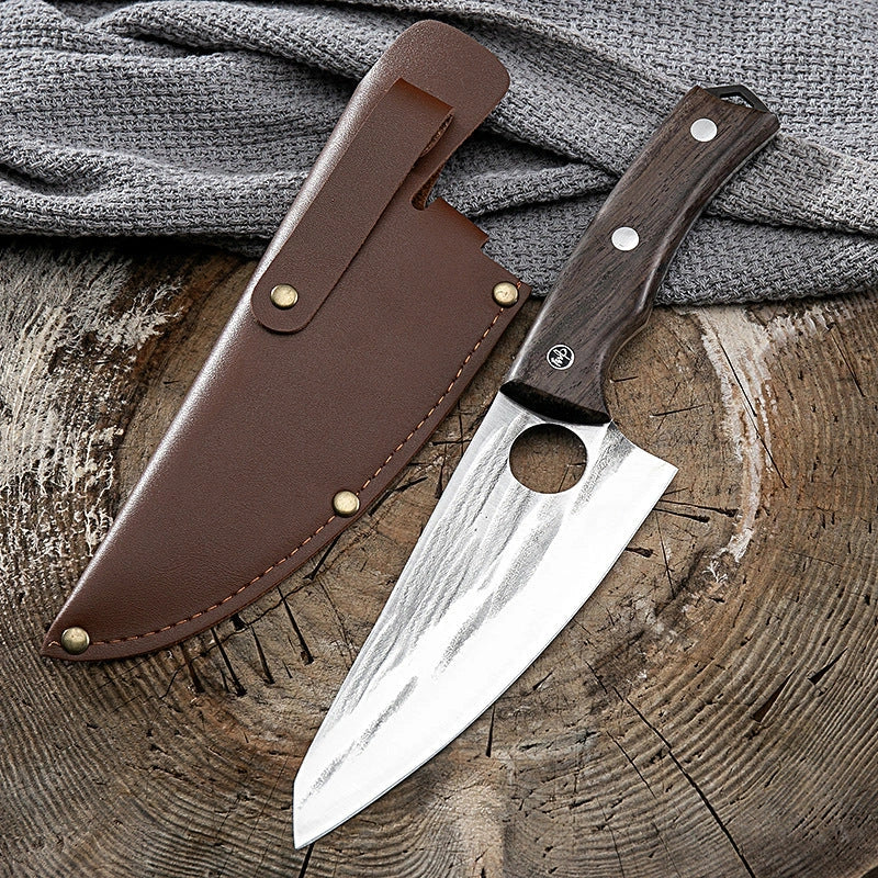 Stainless steel deboning kitchen knife with molybdenum vanadium blade