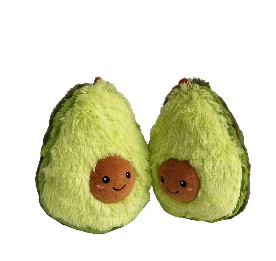 Soft and cuddly plush avocado-shaped pillow in various sizes, perfect for decoration, relaxation, and playtime