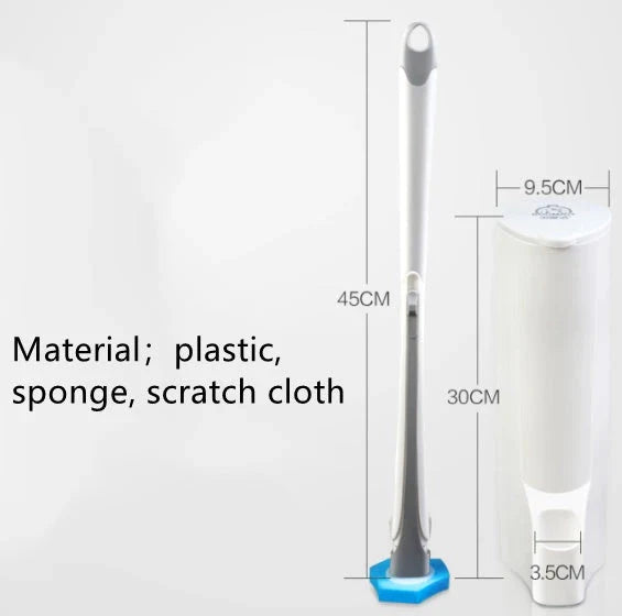 Premium disposable toilet brush with plastic, sponge, and scratch-resistant cloth for effective and hygienic bathroom cleaning