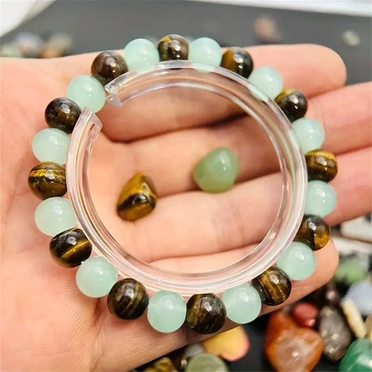 Tigereye Green Aventurine Natural Stone Bracelet with star shape design and 8mm beads