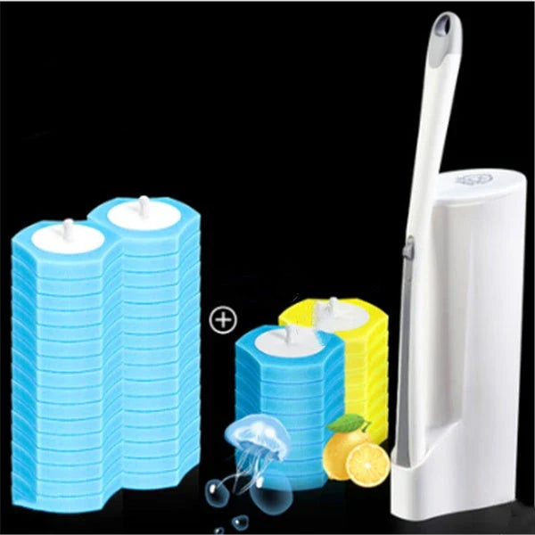 Premium disposable toilet brush with plastic, sponge, and scratch-resistant cloth for effective and hygienic bathroom cleaning