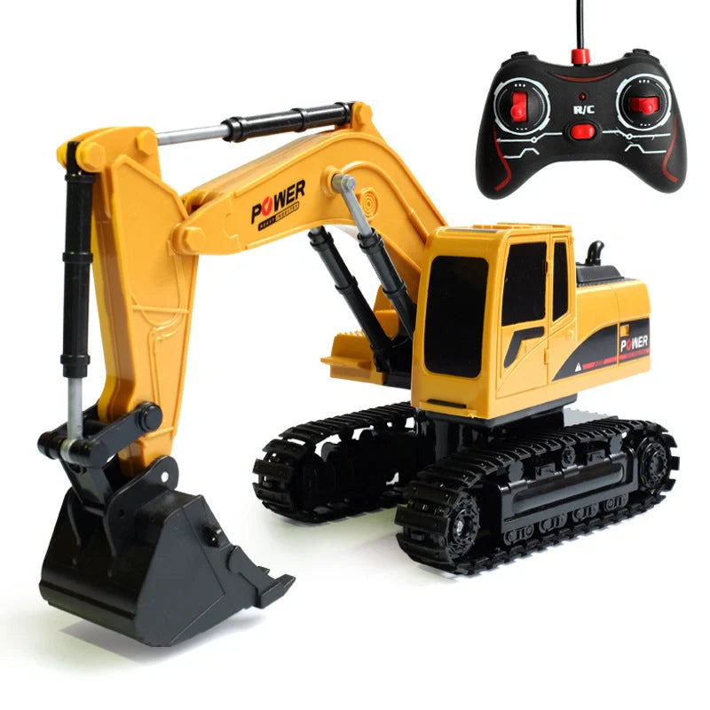 Alloy remote control excavator toy with lighting and sound effects for children